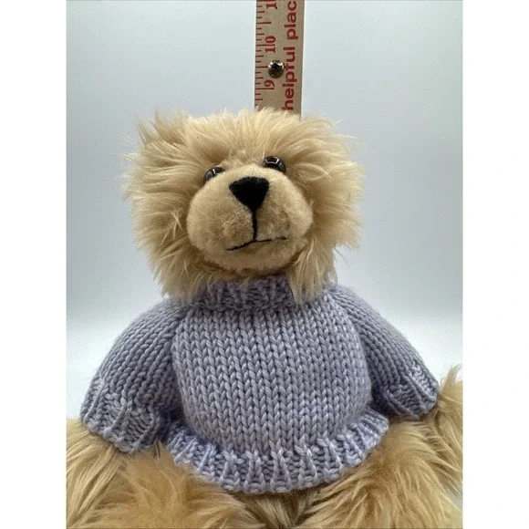 The Healing Garden Plush Teddy Bear Lavender Knit Sweater‎ 10" Fluffy Soft Toy - Picture 6 of 8